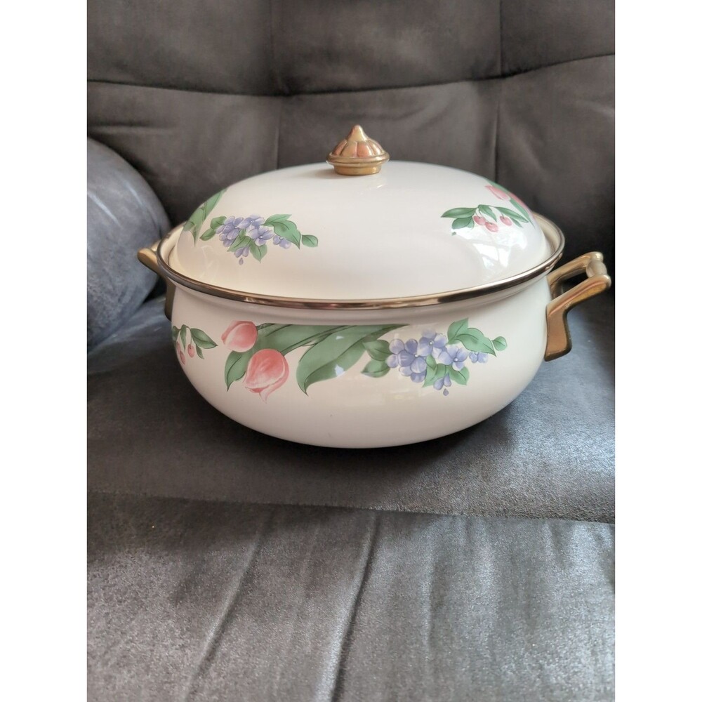 Vintage Pfaltzgraff Garden Party Metal Casserole 2 Qt